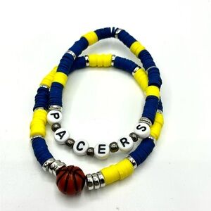 Pacers Blue and Yellow Beaded Bracelet Set